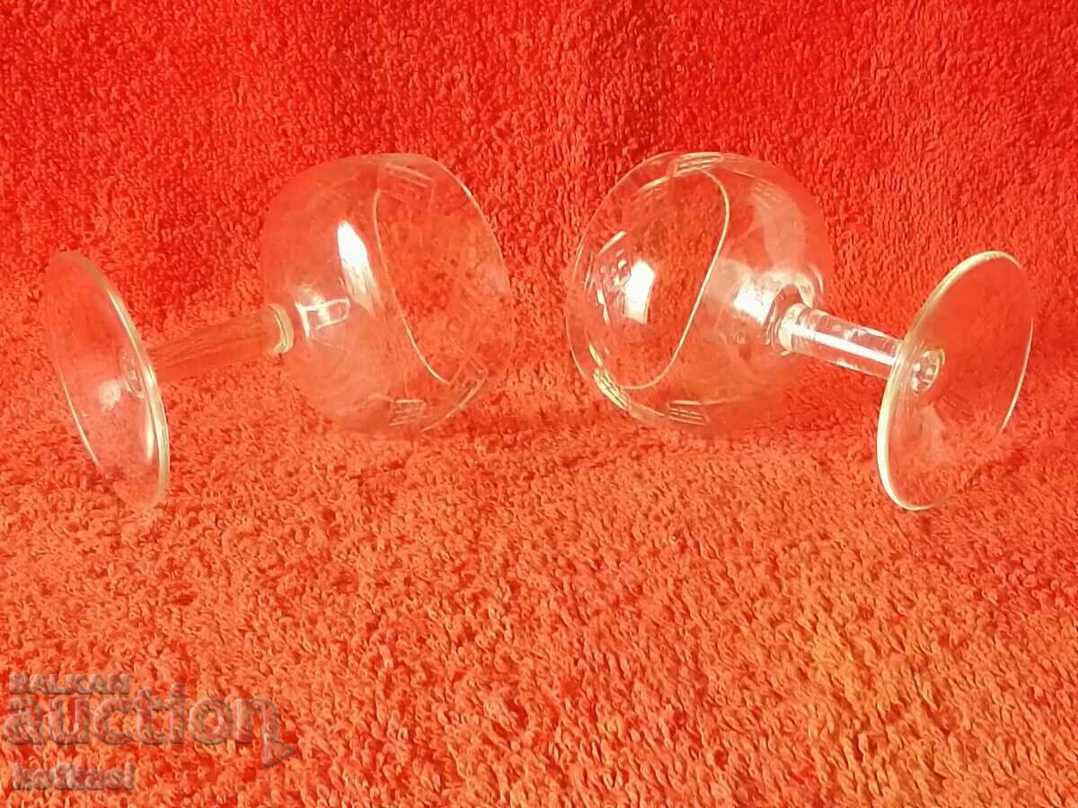 Lot 2 pcs. glass crystal cups engraved - 6