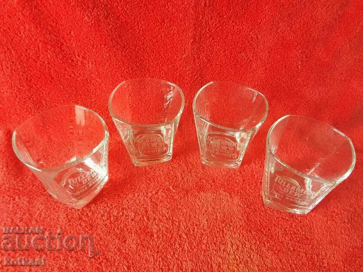 Lot of 4 TULLAMOR D.E.W IRISH WHISKEY glass tumblers - 5 Lot of 4 TULLAMOR D.E.W IRISH WHISKEY glass tumblers - 5