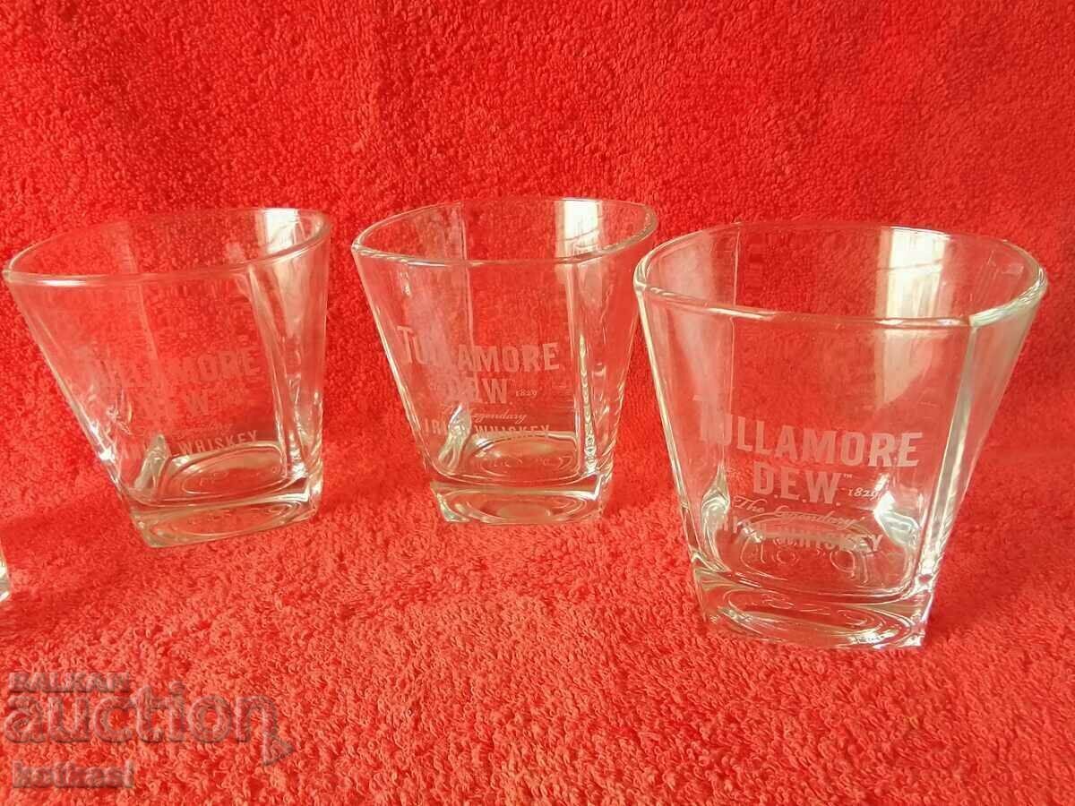 Lot of 4 TULLAMOR D.E.W IRISH WHISKEY glass tumblers - 7 Lot of 4 TULLAMOR D.E.W IRISH WHISKEY glass tumblers - 7