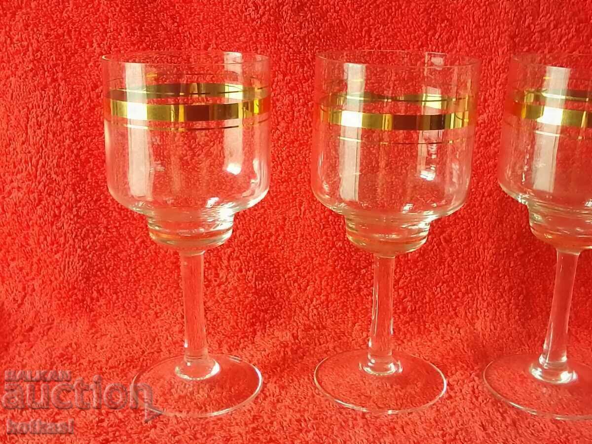 Lot of 4 glass crystal cups gold rims with price 16.50 BGN | € 8.44