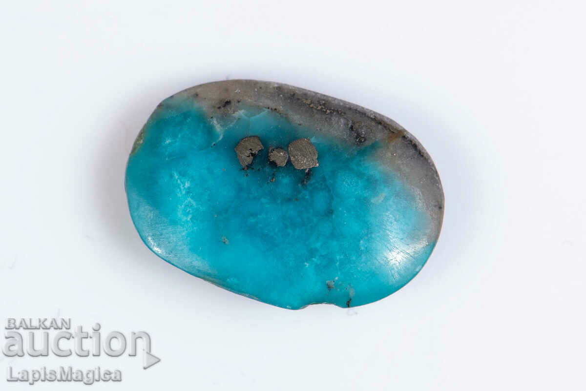 Blue Persian Turquoise with Pyrite 6.44ct Cabochon #24