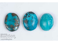 3 Blue Persian Turquoise with Pyrite 72.4ct Cabochons #32