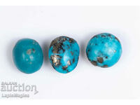 3 Blue Persian Turquoise with Pyrite 68.8ct Cabochons #36
