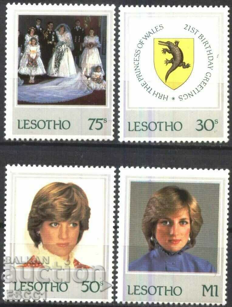 Чисти марки Кралска сватба Лейди Принцеса Даяна 1982 Лесото