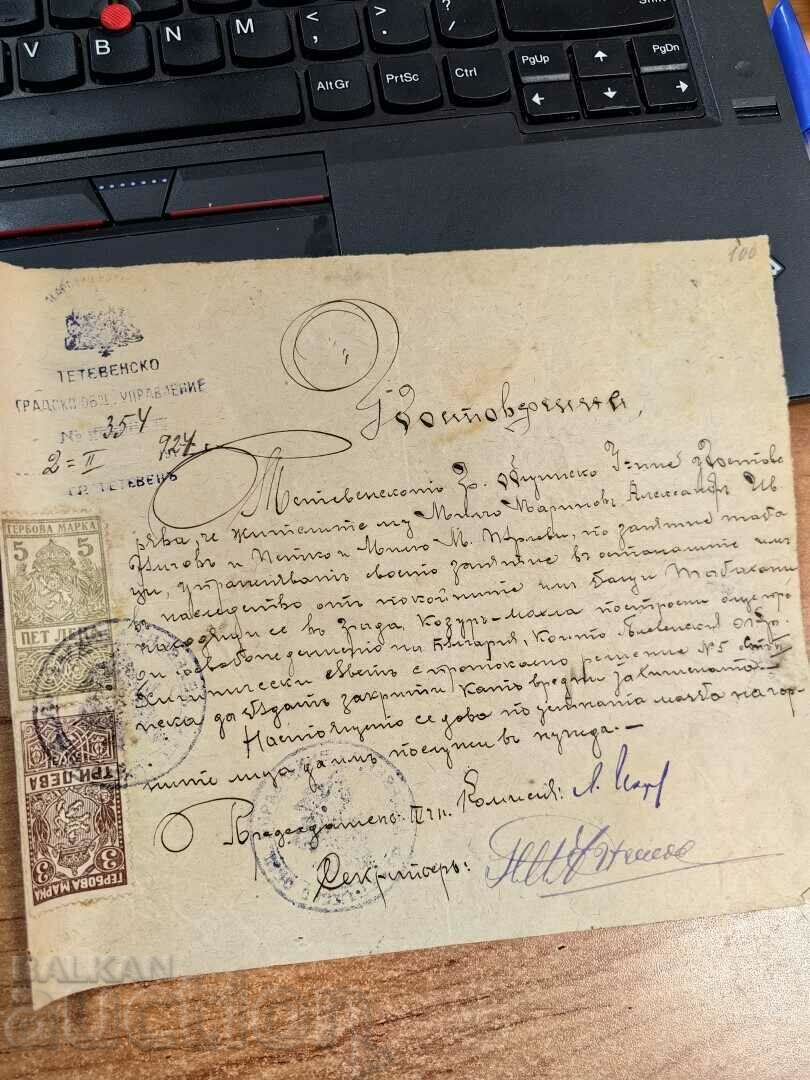 1924 PLEVEN CONSILIUL DE IGIENĂ DOCUMENT REGATUL BULGARIA