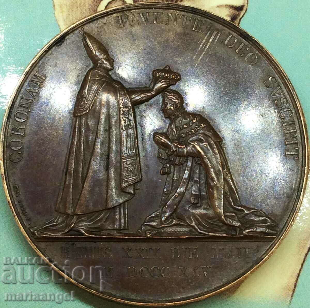 France 1825 Coronation of Charles X medal 31.6g bronze