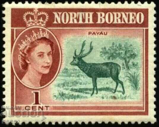 Pure stampă Regina Elisabeta a II-a Cerb 1961 din nordul Borneo