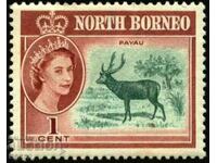 Pure stampă Regina Elisabeta a II-a Cerb 1961 din nordul Borneo