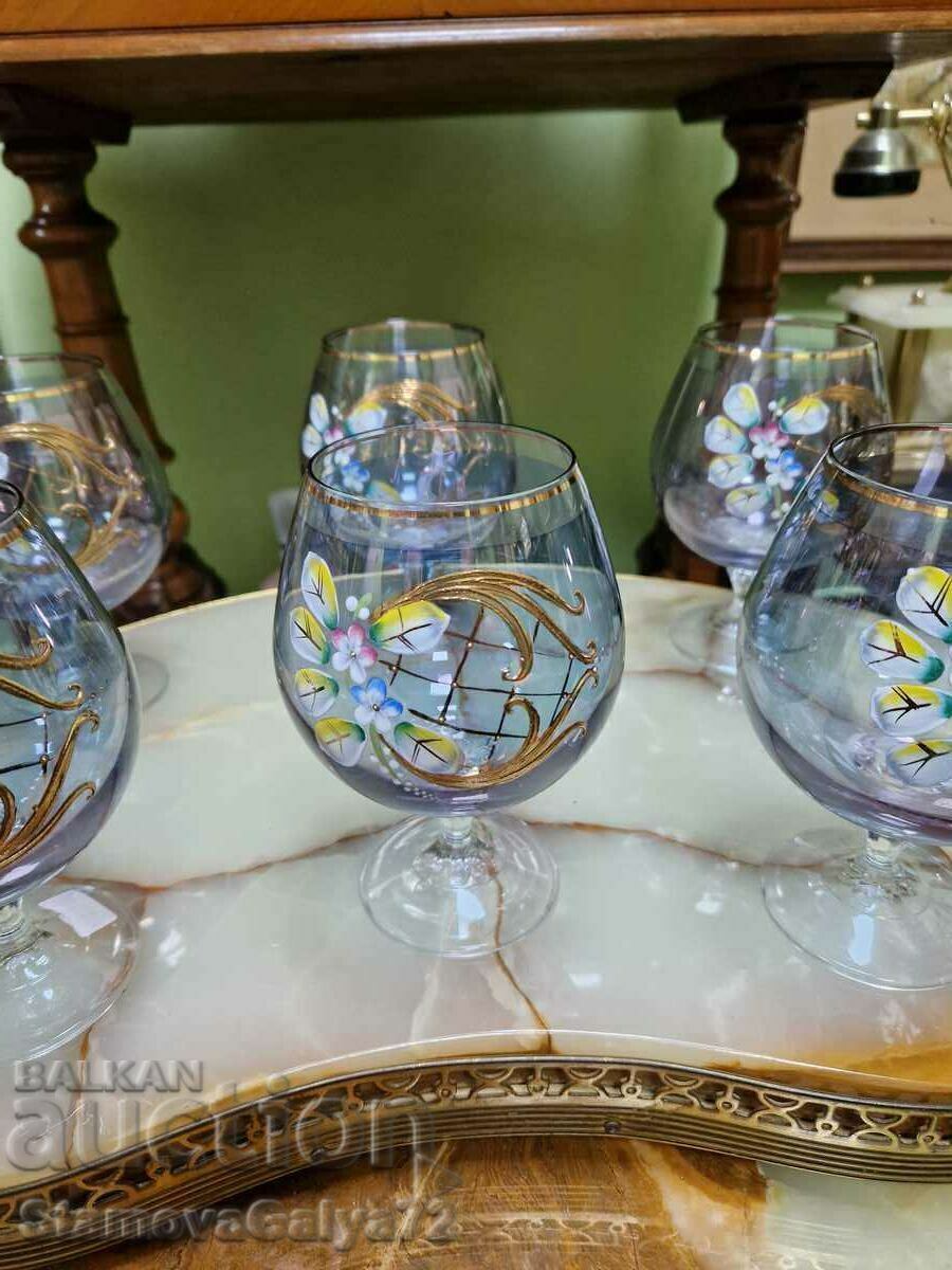 Auction  Unique crystal service for cognac and brandy Bohemia
