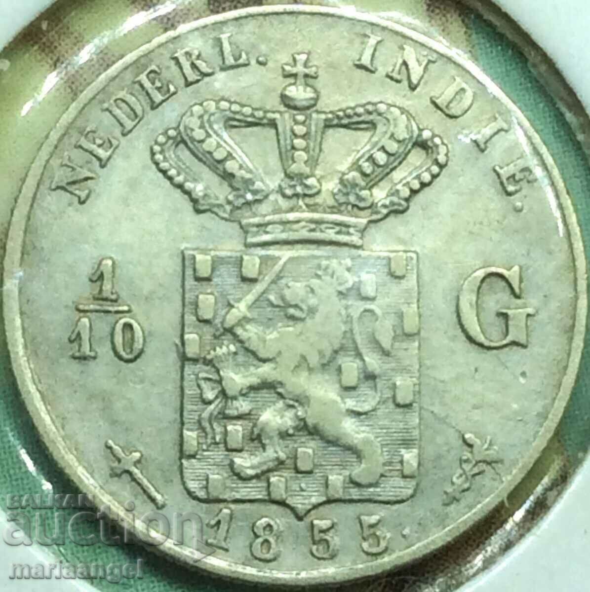 Нидерландия 1/10 гулден 1855 сребро