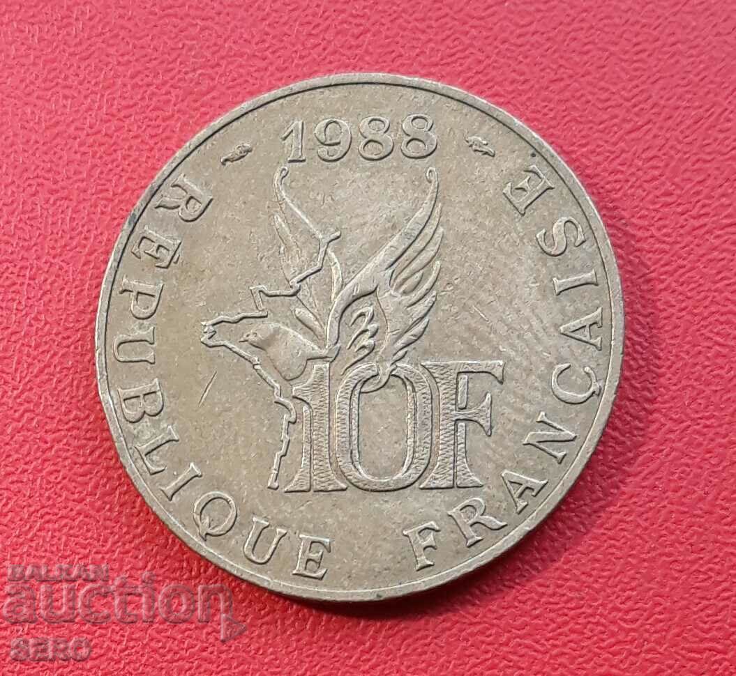 Франция-10 франка 1988-100 г. от рождението на Роланд Гарос