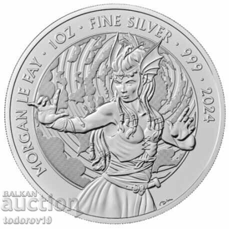 Ασημένιο νόμισμα 1 ουγκιάς Morgana Le Fay 2024 - Μεγάλη Βρετανία