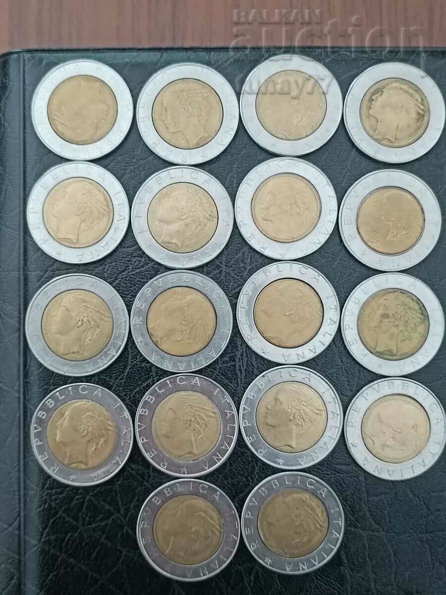 ❗Лот Монети  от 500 лири  18 бр различни години  ❗