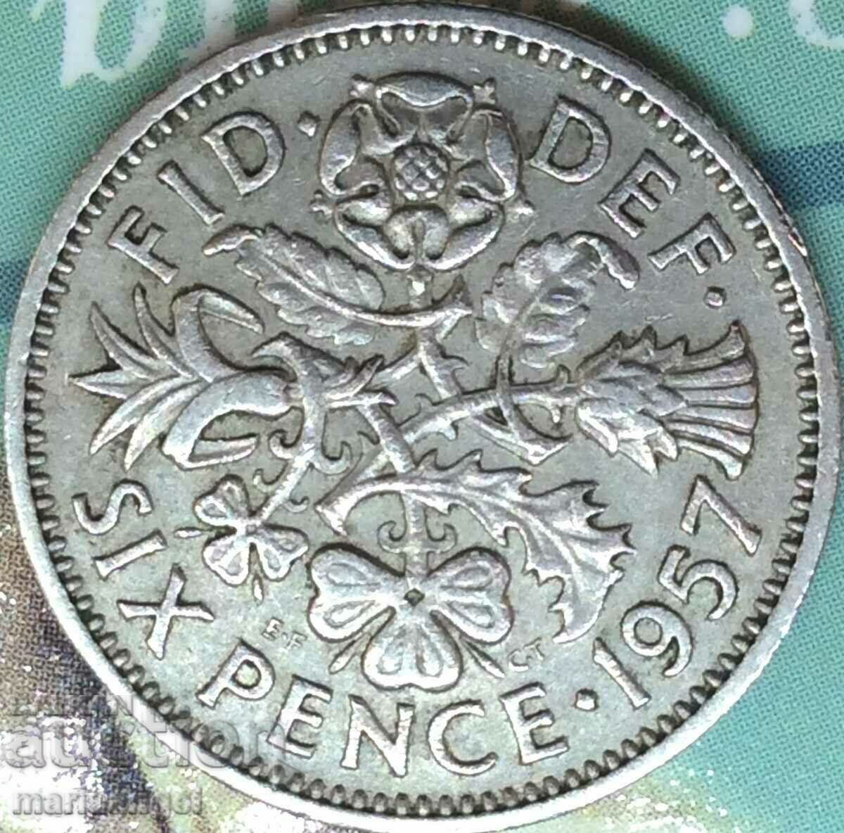 Marea Britanie 6 pence 1957 Elisabeta a II-a