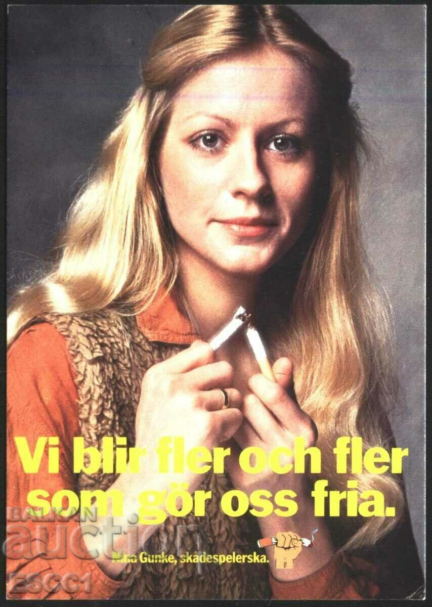 Carte poștală Renunțați la fumat 1979 din Suedia
