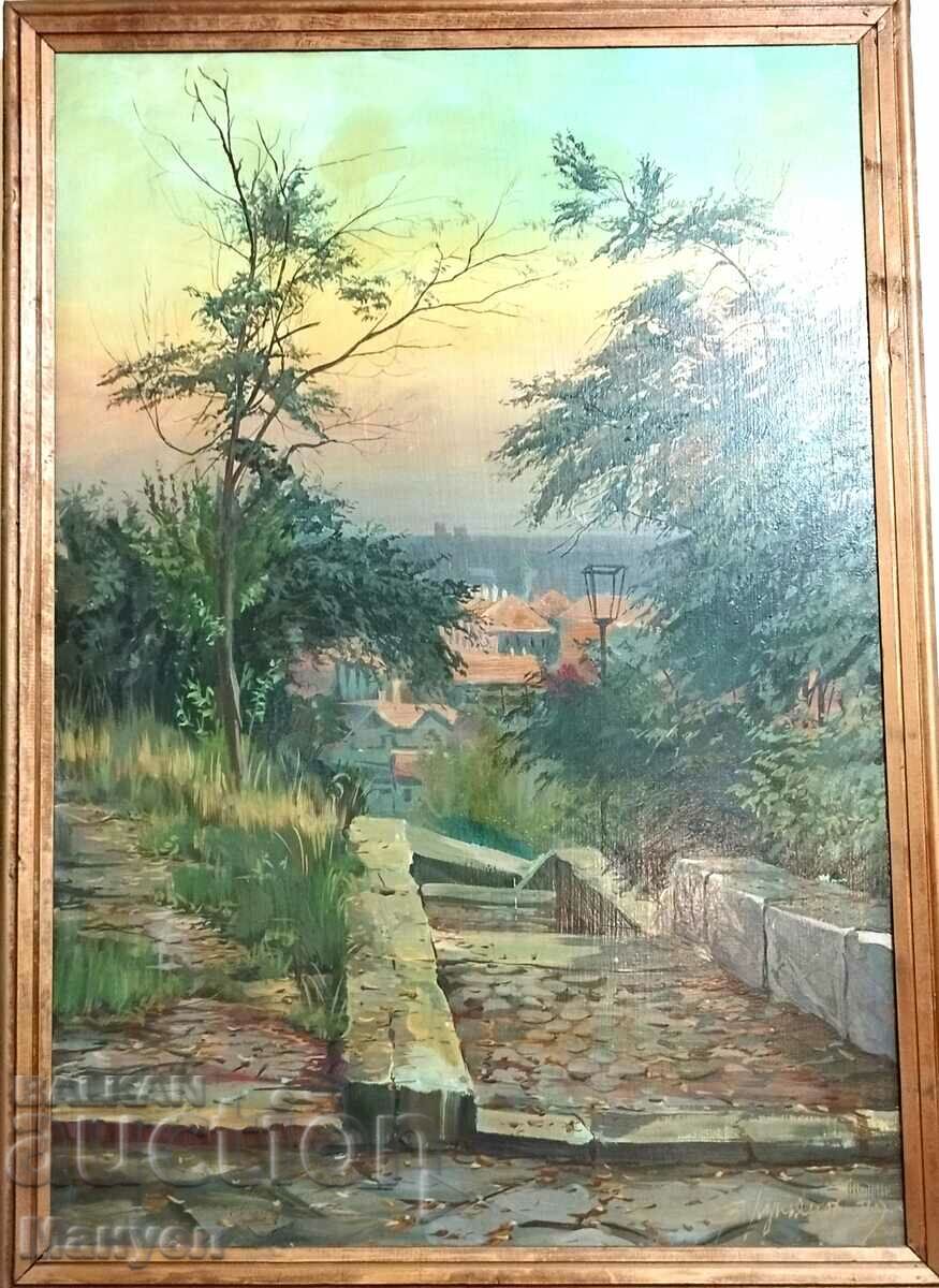 Painting by Viktor Lukyanov "View from Bunardzhik" - Plovdiv. with price 1200.00 BGN | € 613.55 Painting by Viktor Lukyanov "View from Bunardzhik" - Plovdiv. with price 1200.00 BGN | € 613.55