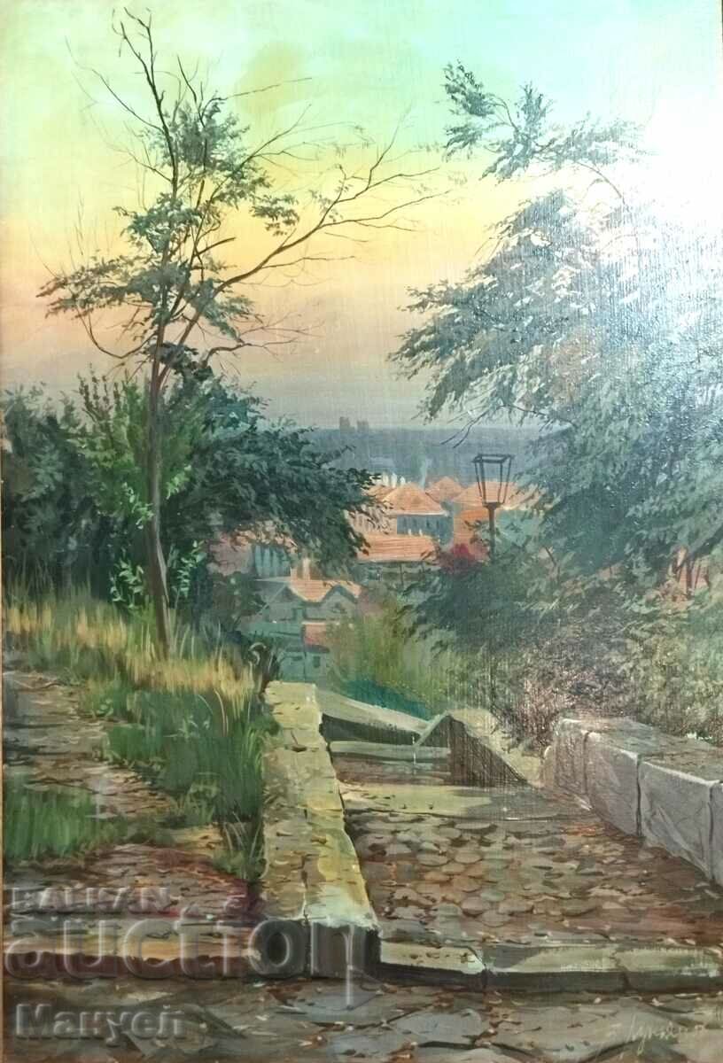 Painting by Viktor Lukyanov "View from Bunardzhik" - Plovdiv.