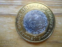 250 франка 2013 г  - Коморски о-ви (биметал)