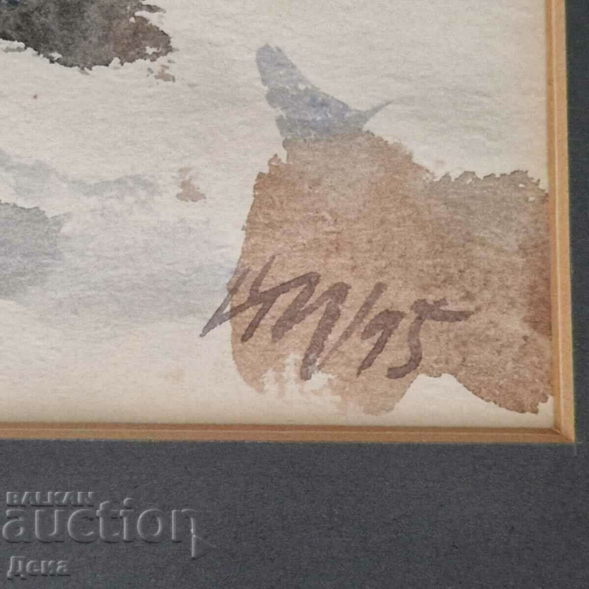 Auction Interesting watercolor 1995. Auction Interesting watercolor 1995.