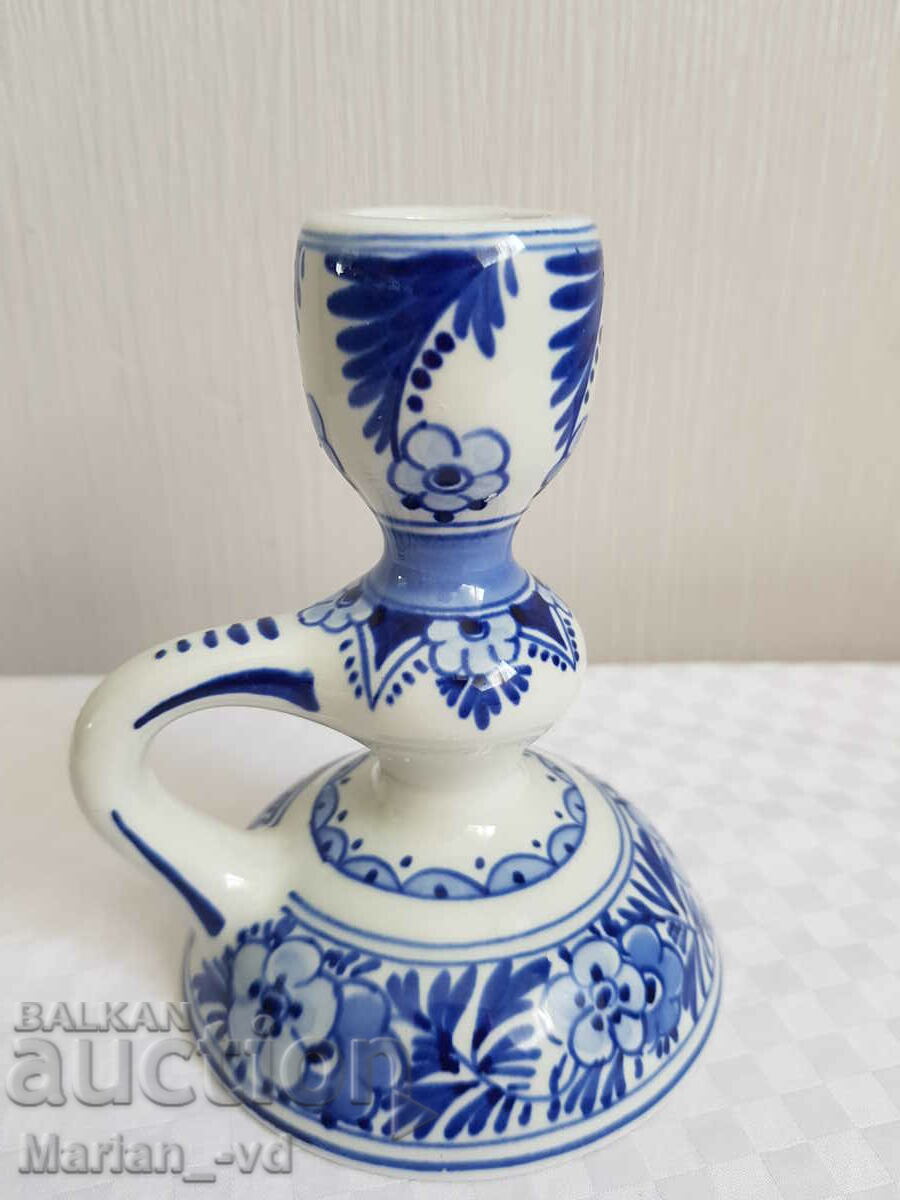 Auction Old porcelain candle holder signed Royal Delft Auction Old porcelain candle holder signed Royal Delft