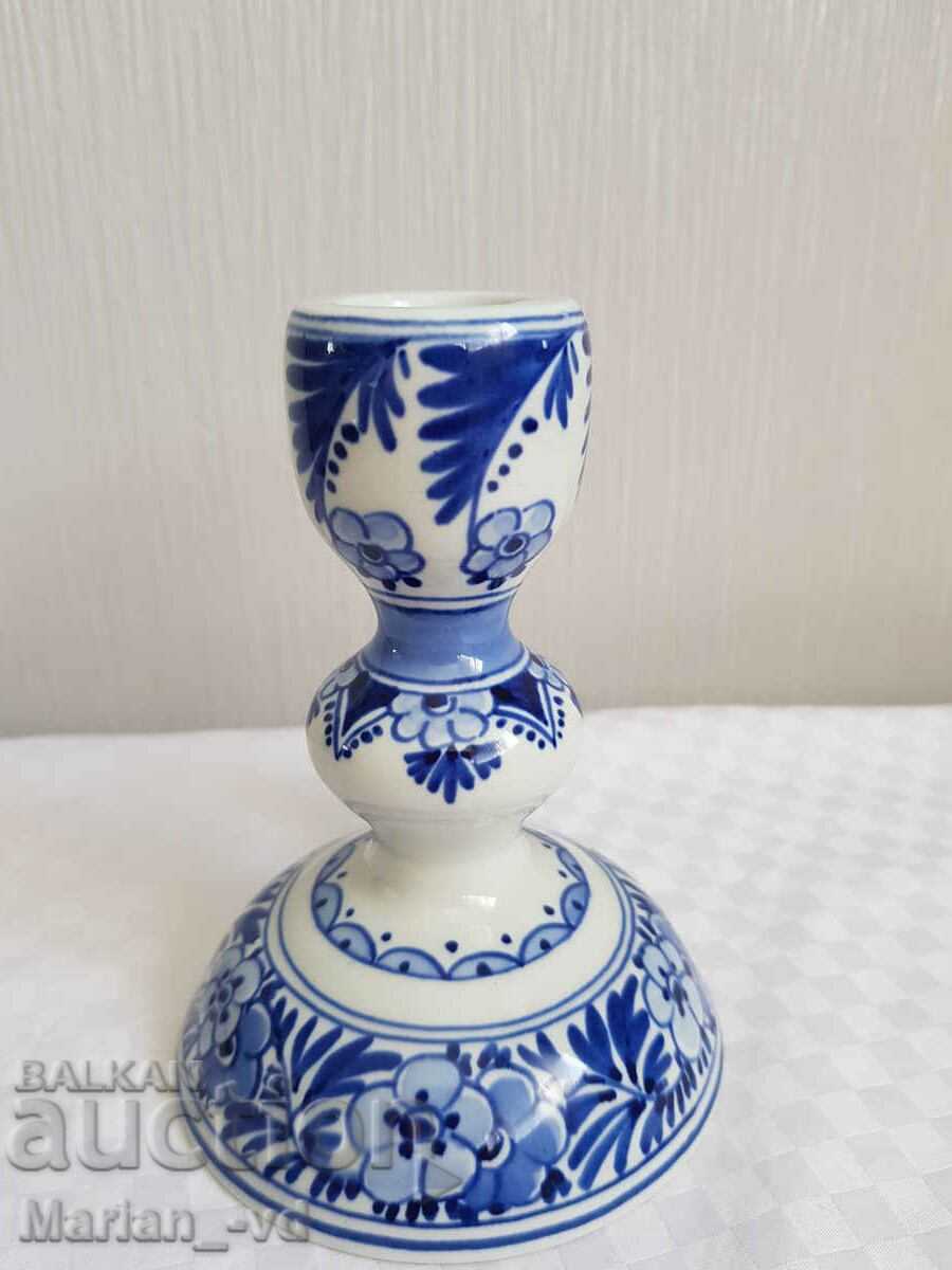Old porcelain candle holder signed Royal Delft - 5 Old porcelain candle holder signed Royal Delft - 5
