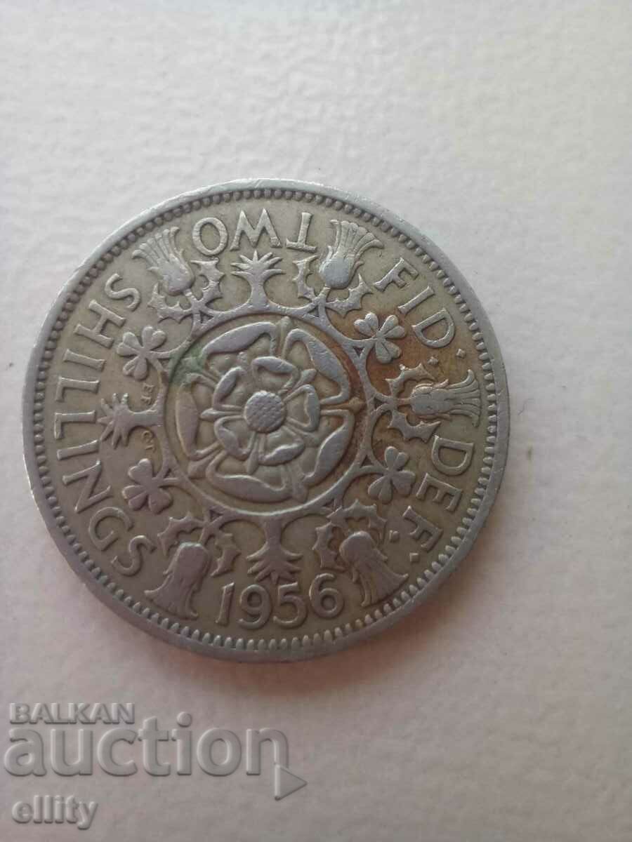 Moneda Marea Britanie - 2 Shillings 1956 Elisabeta a II-a