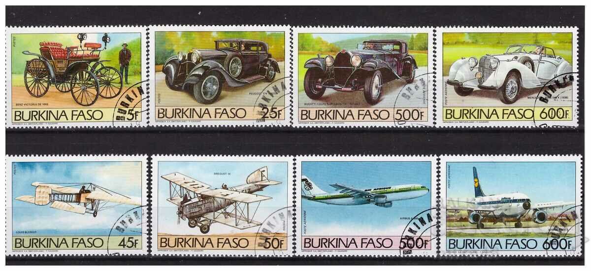 BURKINA FASO 1985 Cars and airplanes 8 m series stamp