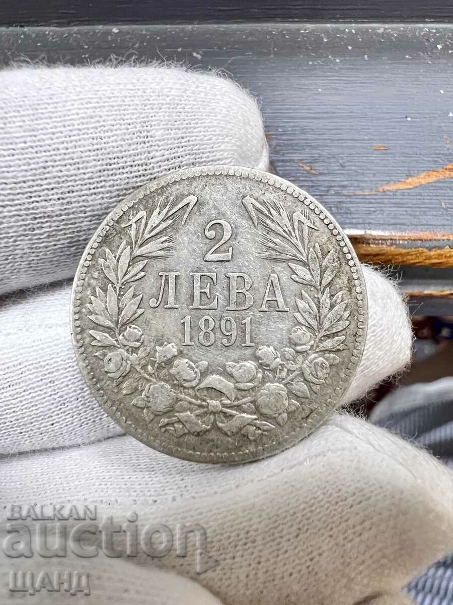 1913 Monedă 2 Lev Ferdinand Argint Argint Bulgaria