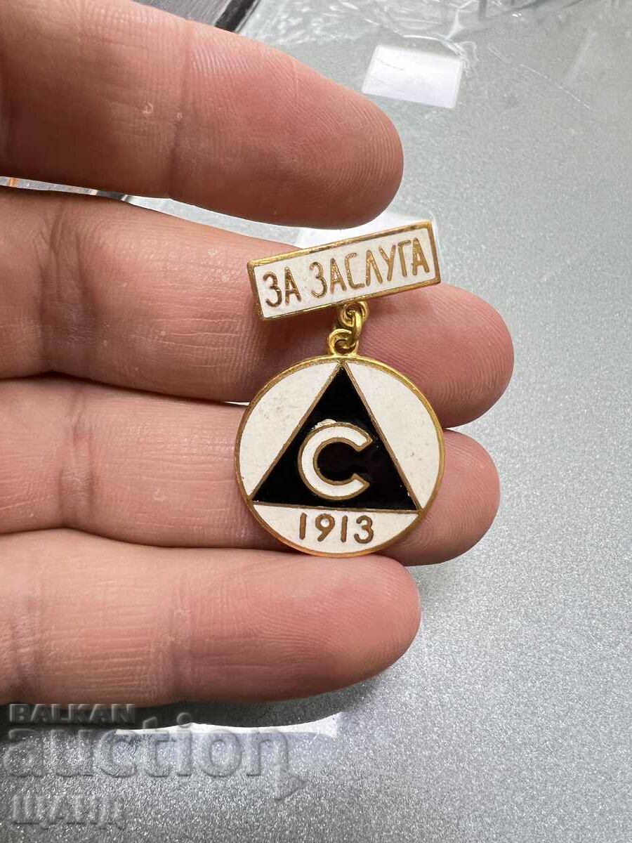 1960 Insigna Fotbal Club Sportiv Slavia Pentru Email de Merit