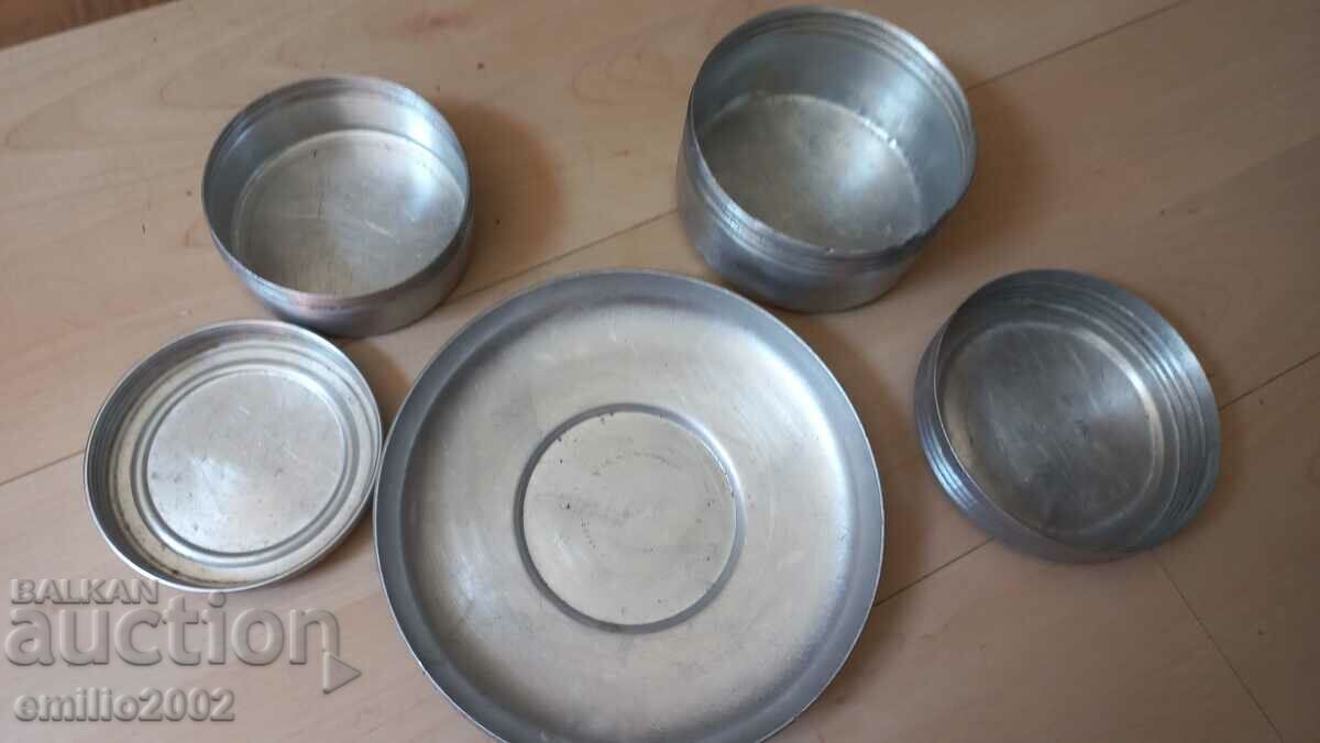 Auction  Aluminum military field tableware for officers