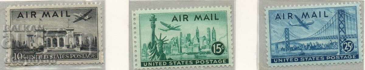 1947. SUA. Noi ștampile poștale aeriene.