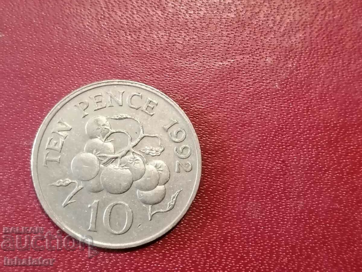 Guernsey 10 pence 1992