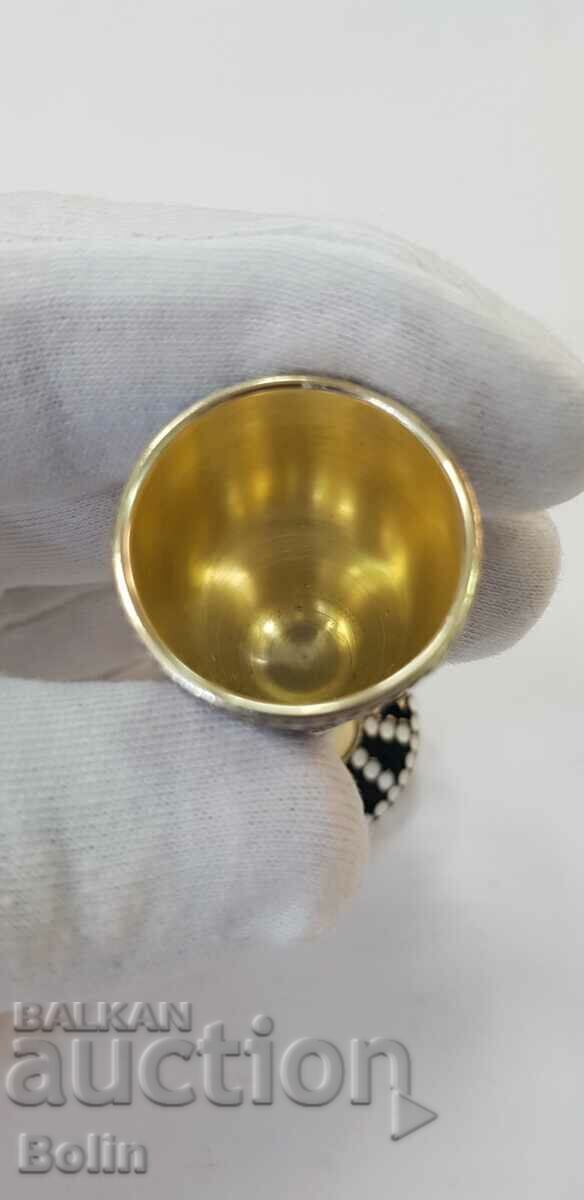 Delivery of Rare Russian Silver Cup, 916 Enamel Vodka Cup