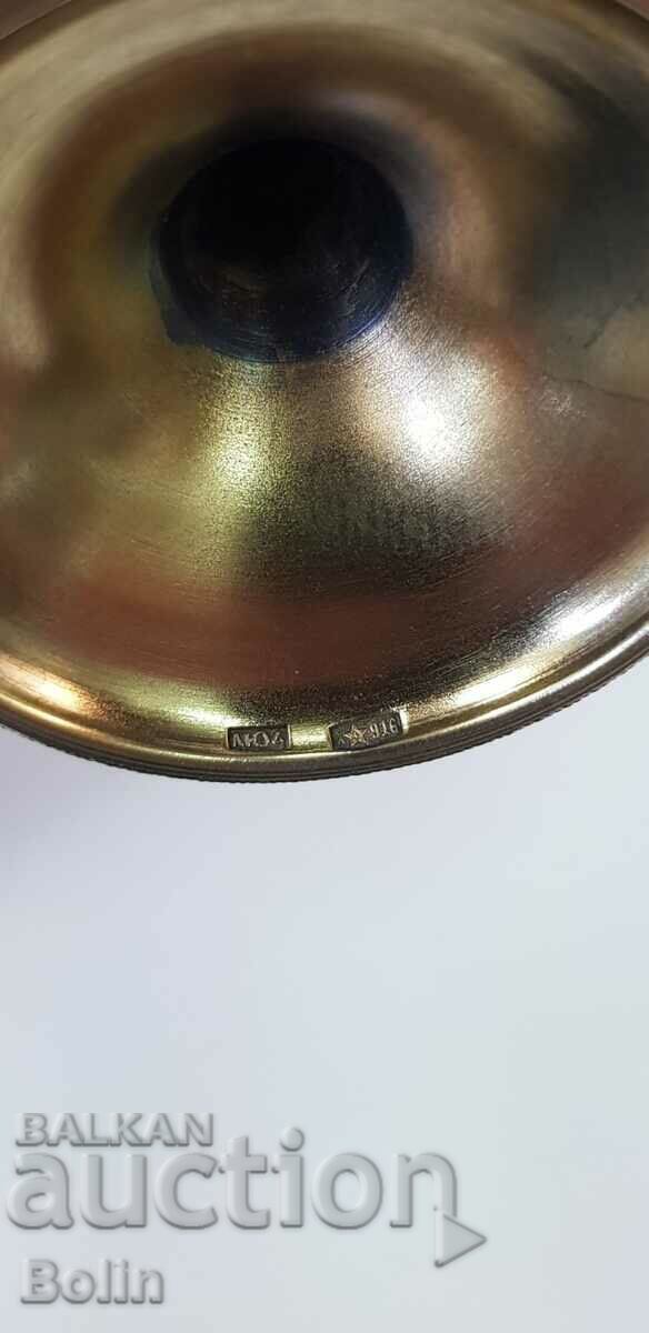 Rare Russian Silver Cup, 916 Enamel Vodka Cup - 7