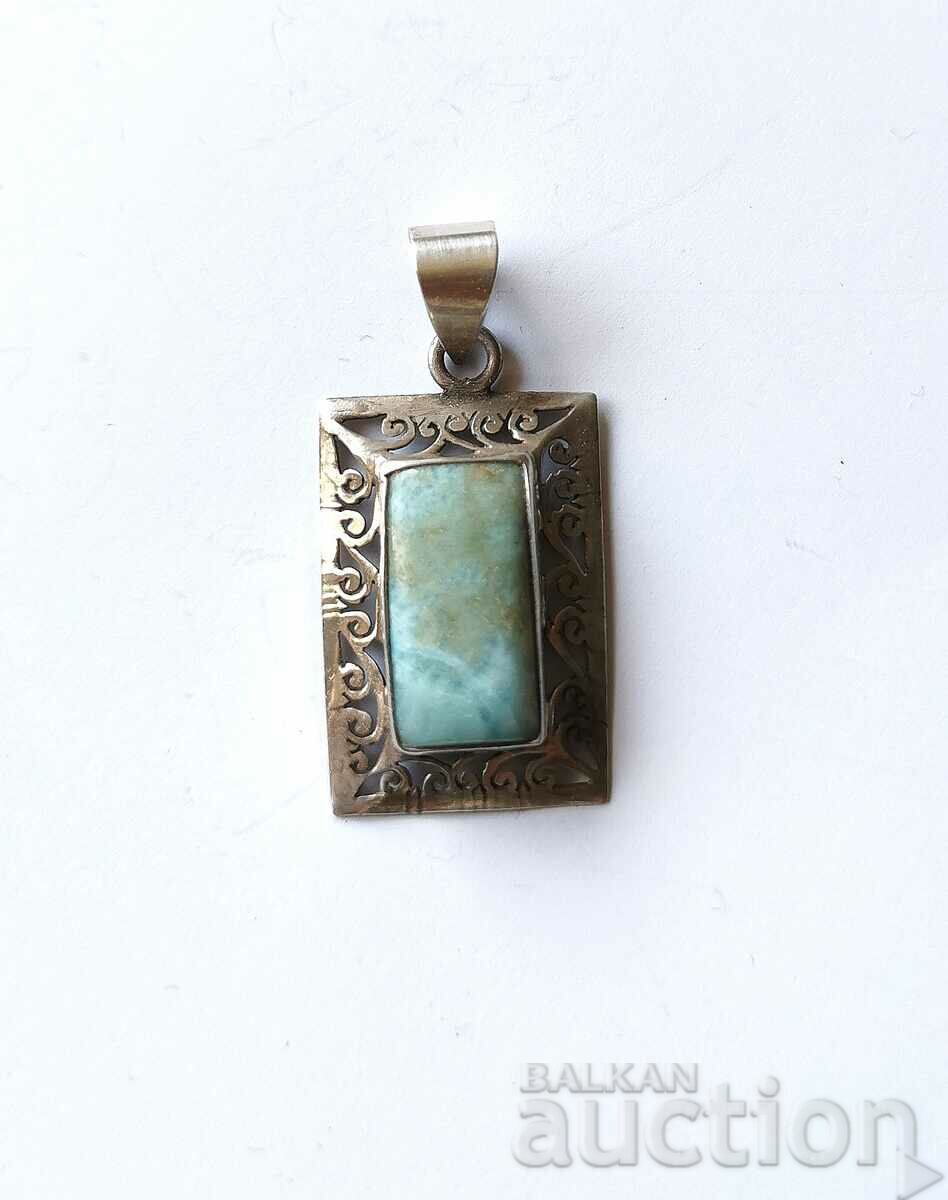 Silver medallion with larimar - 4.4 g.