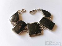 Solid silver bracelet with nuumite - 43.2 g.