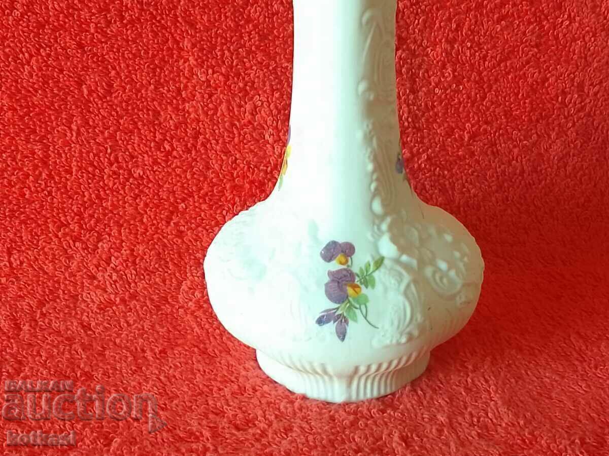Auction Old porcelain vase Handmade KPM embossed surface flowers Auction Old porcelain vase Handmade KPM embossed surface flowers