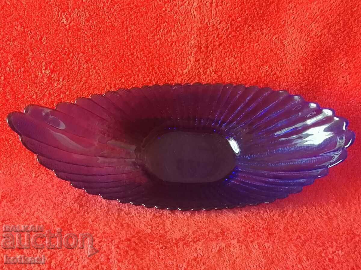 Colored blue glass crystal bowl - 5 Colored blue glass crystal bowl - 5