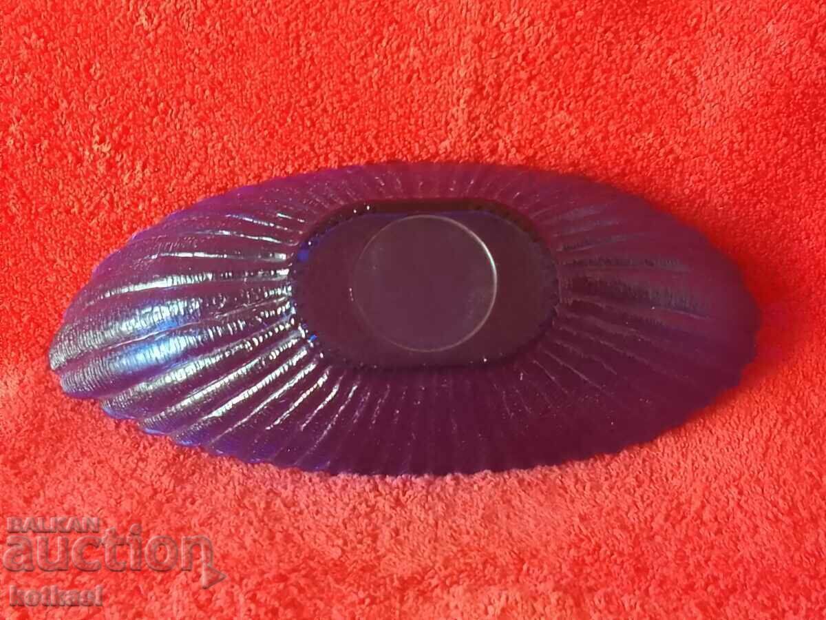 Colored blue glass crystal bowl - 6 Colored blue glass crystal bowl - 6