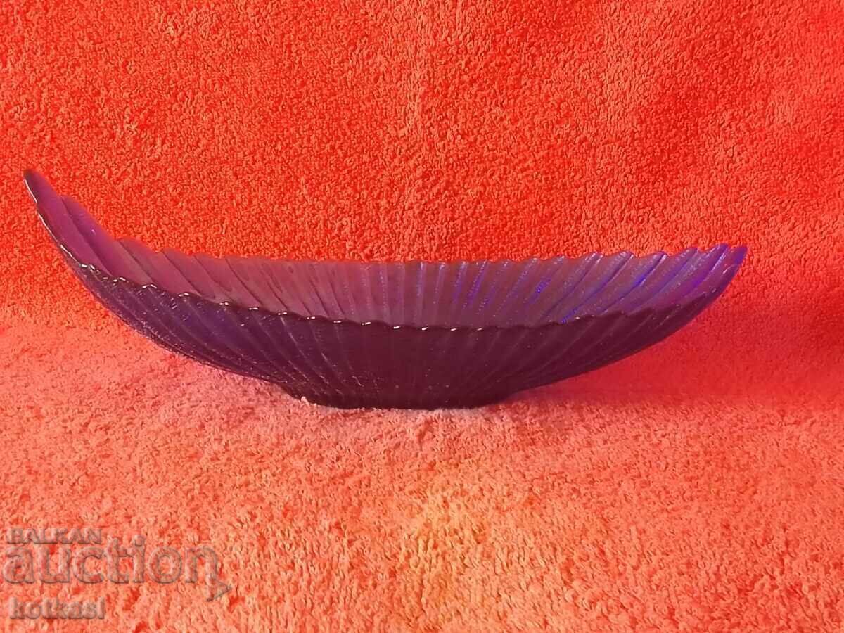 Цветно синьо стъкло кристална купа Цветно синьо стъкло кристална купа