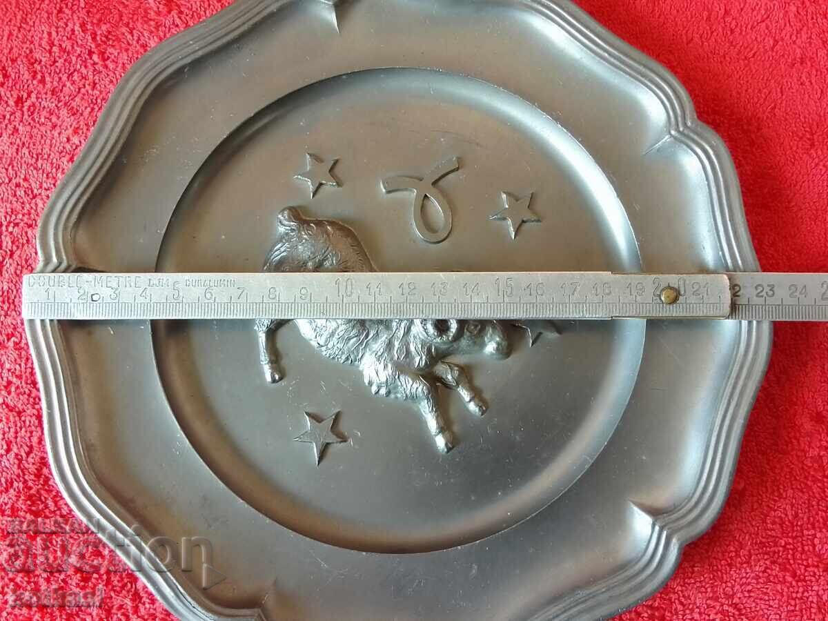 Solid metal plate wall plaque Aries Sign Marked - 5