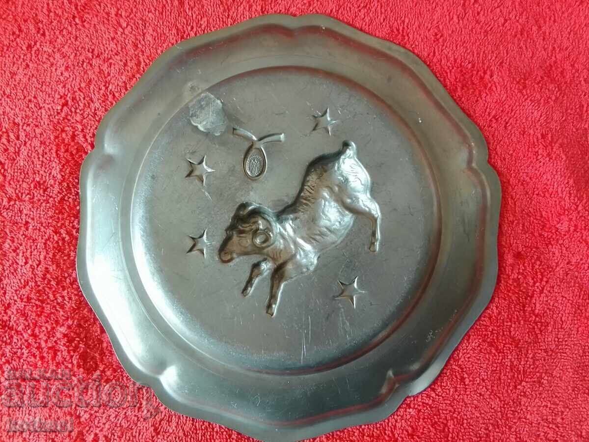 Solid metal plate wall plaque Aries Sign Marked - 6