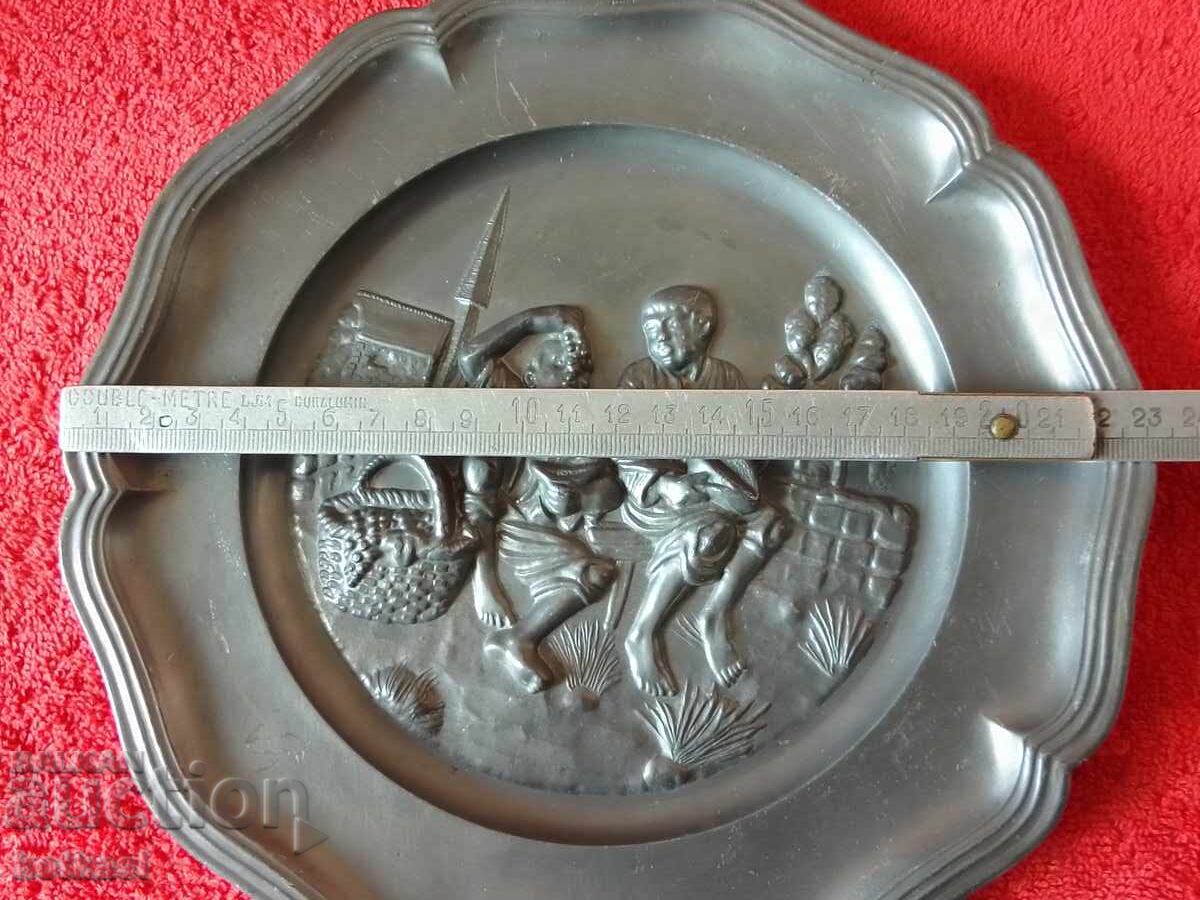 Old Solid Metal Wall Plate Germany "Grozdober" - 5 Old Solid Metal Wall Plate Germany "Grozdober" - 5