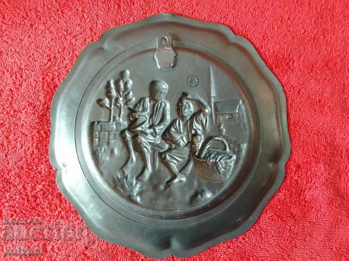 Old Solid Metal Wall Plate Germany "Grozdober" - 6 Old Solid Metal Wall Plate Germany "Grozdober" - 6