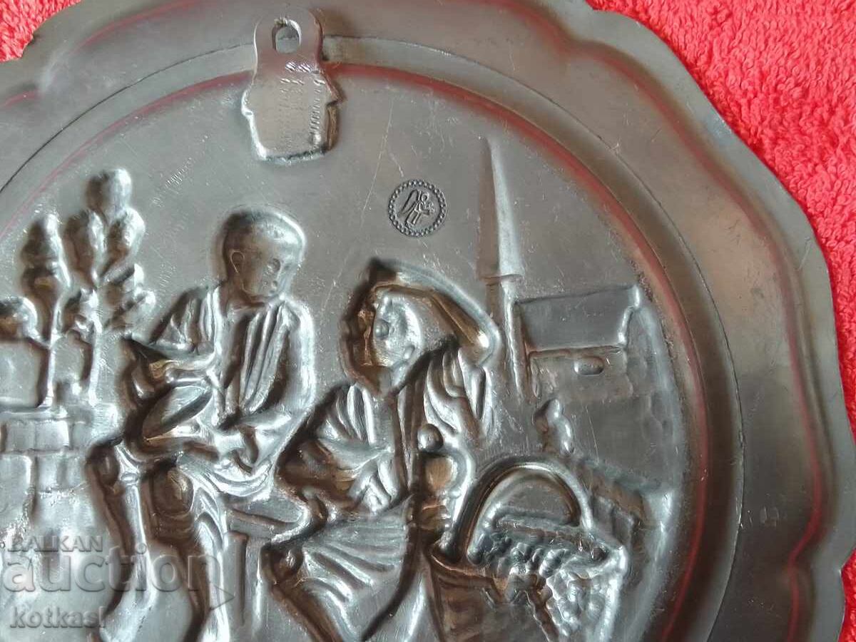 Old Solid Metal Wall Plate Germany "Grozdober" - 7 Old Solid Metal Wall Plate Germany "Grozdober" - 7