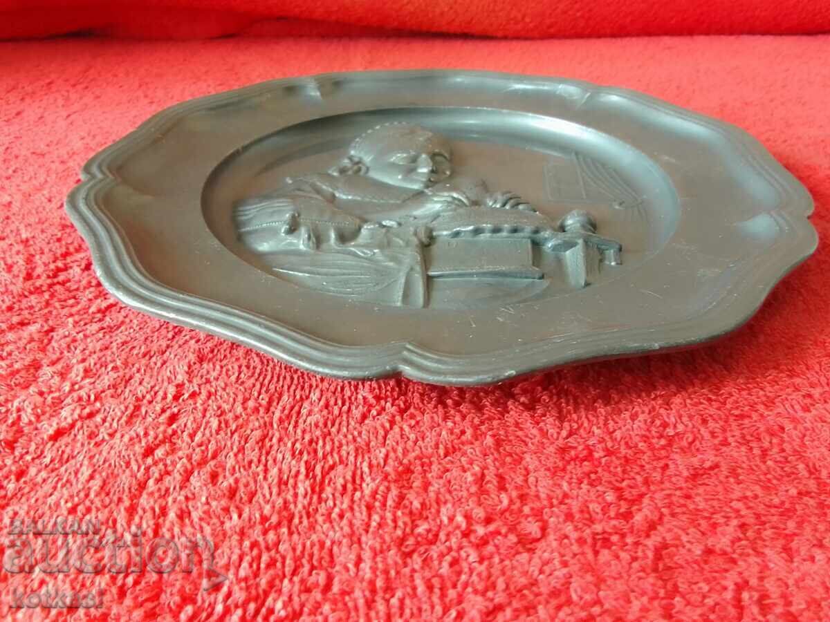 Delivery of Old Massive Metal Plate Marked Germany Woman Seamstress Delivery of Old Massive Metal Plate Marked Germany Woman Seamstress