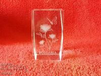 Old glass crystal souvenir Bulgaria land of roses Box