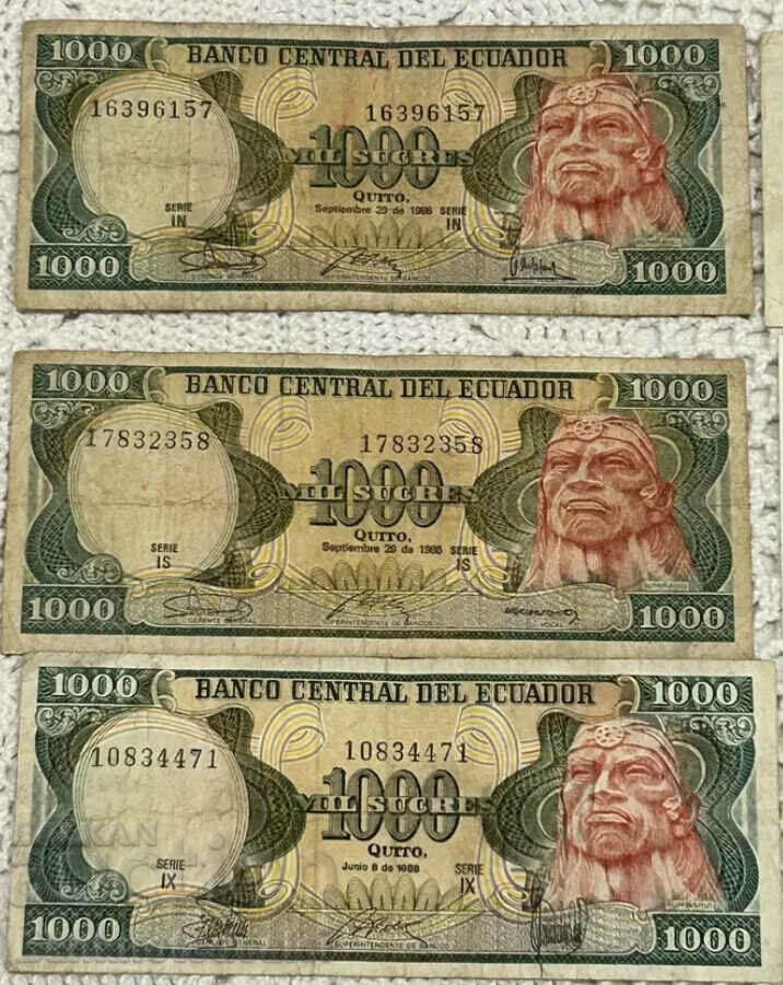 Ecuador 1000 Diez Sucres 1988 Pick 125b Ref 0966