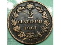 2 centesimi 1861 Ιταλία Μ - Μιλάνο