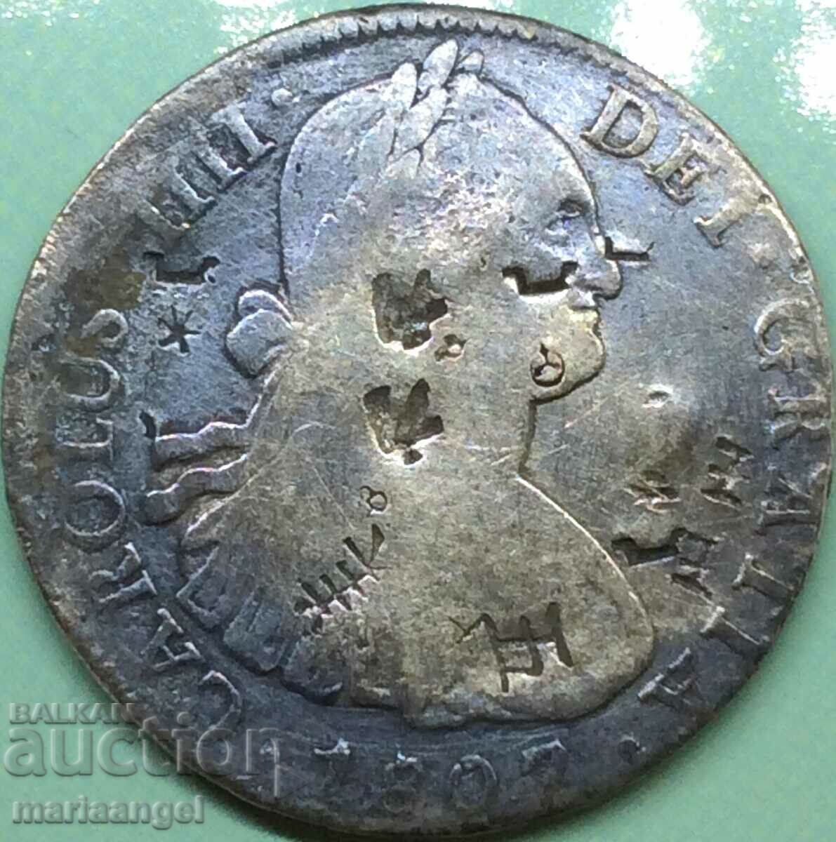 Thaler 8 reales 1807 Silver Spain Colony Mexico Rare !